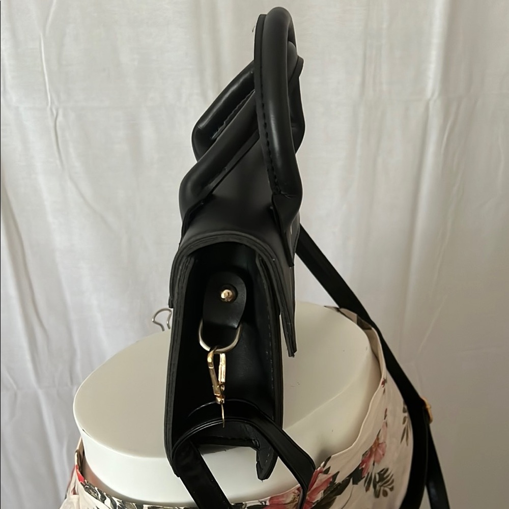 Black Statement Handbag With Bold Text - image 4